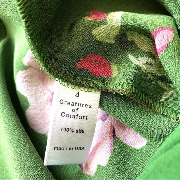 Creatures of Comfort Green Floral Jumpsuit Silk Long Sleeve Boho - Picture 4 of 16